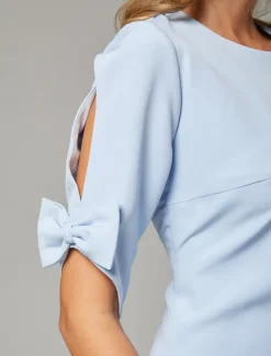 Sheath / Column Mother of the Bride Dress Elegant Simple Jewel Neck Short / Mini Chiffon Short Sleeve with Bow(s) Solid Color Dresses