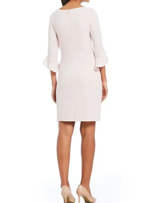 Sheath Cocktail Dresses Minimalist Dress Cocktail Party Knee Length 3/4 Length Sleeve Jewel Neck Fall Wedding Guest Chiffon with Ruffles Dresses