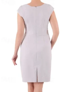 Sheath Mother of the Bride Dress Wedding Guest Elegant V Neck Knee Length Stretch Fabric Short Sleeve with Ruched free custom size