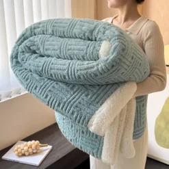 Sherpa Blanket Fleece-Layerd Thick Warm Blanket for Winter Bed Super Soft Fuzzy Flannel Wool Like Reversible Velvet Plush Twin Queen King Weighted Blanket