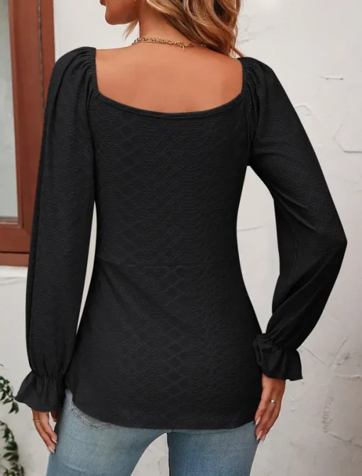 Shirt Blouse Women's Black White Pink Solid / Plain Color Lace up Valentine's Day Daily Fashion V Neck Regular Fit S