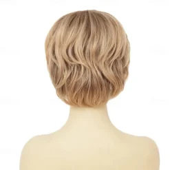 Short Blonde Wigs for Women Natural Looking Synthetic Hair Wig for Daily Party Use