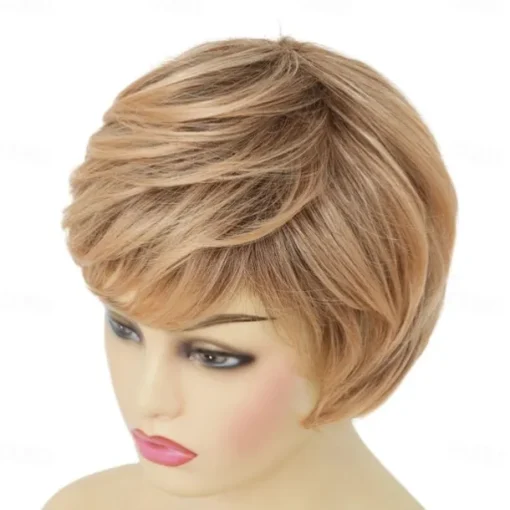 Short Blonde Wigs for Women Natural Looking Synthetic Hair Wig for Daily Party Use