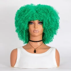 Short Curly Afro Wigs with Bangs for Black Women Brown Afro Kinky Curly Wigs for Black Women Synthetic Heat Resistant Fluffy Brown Wigs Halloween Cosplay Party Wigs