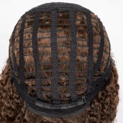 Short Curly Afro Wigs with Bangs for Black Women Brown Afro Kinky Curly Wigs for Black Women Synthetic Heat Resistant Fluffy Brown Wigs Halloween Cosplay Party Wigs