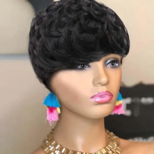 Short Curly Pixie Cut Wig Human Hair Short Wigs for Black Women pixie cut wigs human hair Short Human Hair Pixie Cut Glueless Wig Short Wigs Natural Curly Color 1B