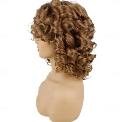 Short Curly Wigs for Black Women Afro Curly Wigs with Bangs Big Curly Wig Blonde Wigs for Black Women Light Brown Short Wigs Black Synthetic Hair Natural Wigs