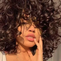 Short Curly Wigs for Black Women Afro Curly Wigs with Bangs Big Curly Wig Blonde Wigs for Black Women Light Brown Short Wigs Black Synthetic Hair Natural Wigs