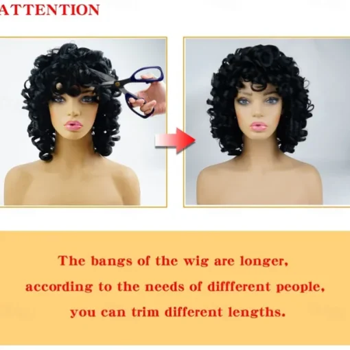 Short Curly Wigs for Black Women Soft Mixed Blue to Purple Big Curly Wig with Bangs Cute Loose Curly Cosplay Party Daily Synthetic Wig for African American Women