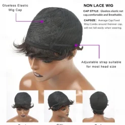 Short Hair Wigs Pixie Cut Straight Short Bob Wig for Black Women 100% Brazilian Virgin Human Hair Non Lace Full Machine Made 6 inch Natural Black Color Pixie Wig
