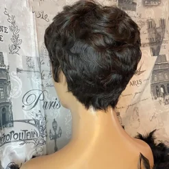 Short Honey Blonde Bob Pixie Cut Wig Natural Wave Brazilian Remy Full Machine Made Human Hair Wig With Bangs For Black Women
