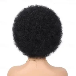 Short Human Hair Afro Wigs for Black Women and Men Glueless Wear and Go Wig 150% Density 70s 80s Afro Kinky Curly Full Machine Made Human Hair Wigs for Daily Party Use Cosplay Wig Halloween Hair Wig