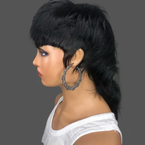 Short Pixie Cut Remy Human Brazilian Hair Glueless Wigs Wear And Go Full Machine Made Wig Straight With Bangs
