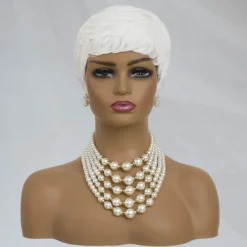 Short Pixie Wig for Women Pixie Cut Wig Short Wig Pixie Cut Wigs for Black Women White Wigs for Women Layered Synthetic Heat Resistant Pixie Wig for Party Cosplay Use Halloween Wigs