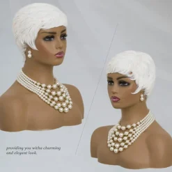 Short Pixie Wig for Women Pixie Cut Wig Short Wig Pixie Cut Wigs for Black Women White Wigs for Women Layered Synthetic Heat Resistant Pixie Wig for Party Cosplay Use Halloween Wigs