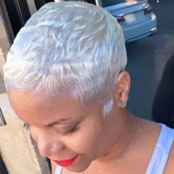 Short Pixie Wig for Women Pixie Cut Wig Short Wig Pixie Cut Wigs for Black Women White Wigs for Women Layered Synthetic Heat Resistant Pixie Wig for Party Cosplay Use Halloween Wigs