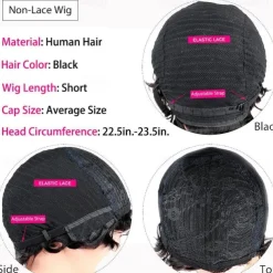 Short Red Human Hair Wigs for Black Women Pixie Cut Wig Human Hair Short Burgundy Pixie Wigs Human Hair with Bangs Ombre Red Short Pixie Human Hair 1B/99J