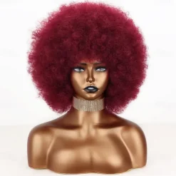 Short 70s Afro Wigs for Black Women Large Synthetic Black Short Afro Wig 70's 8 Inches 60s Afro Wig for Women Bouncy and Soft Natural Looking Halloween Cosplay Party Wigs