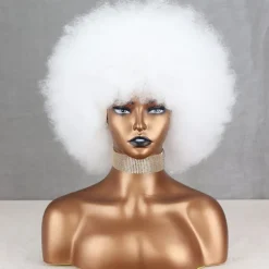 Short 70s Afro Wigs for Black Women Large Synthetic Black Short Afro Wig 70's 8 Inches 60s Afro Wig for Women Bouncy and Soft Natural Looking Halloween Cosplay Party Wigs