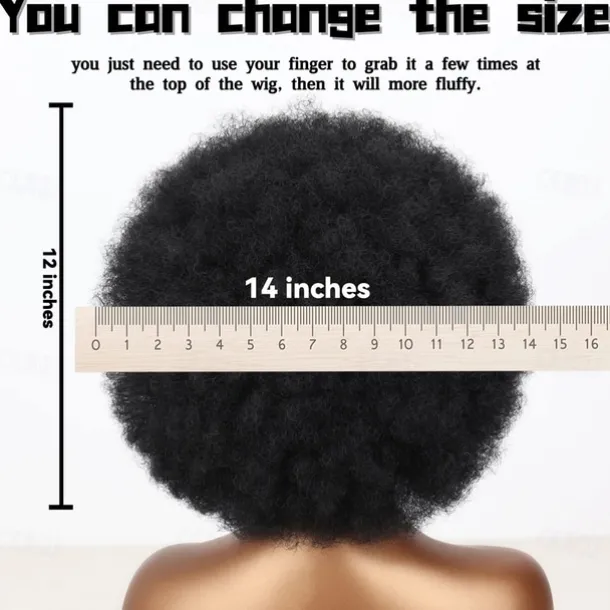 Short 70s Afro Wigs for Black Women Large Synthetic Black Short Afro Wig 70's 8 Inches 60s Afro Wig for Women Bouncy and Soft Natural Looking Halloween Cosplay Party Wigs