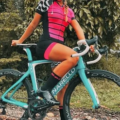 Short Sleeve Cycling Jersey with Shorts Triathlon Tri Suit Blue Bike Quick Dry Breathable Sports Patterned Clothing Apparel