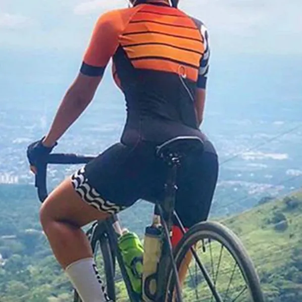 Short Sleeve Cycling Jersey with Shorts Triathlon Tri Suit Blue Bike Quick Dry Breathable Sports Patterned Clothing Apparel