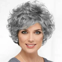 Short Wavy Brown Wigs for Women Fluffy Wavy Layered Wigs Synthetic Heat Resistant Halloween Cosplay Hair Wig with Wig CapAuburn Brown