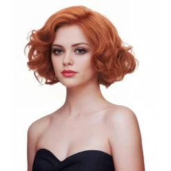 Short Wavy Wig for Women Curly Hair Natural Synthetic Wig Middle Part Full Wig Suitable for Cosplay Carnival Daily Use Halloween Wigs