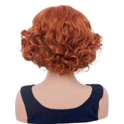 Short Wavy Wig for Women Curly Hair Natural Synthetic Wig Middle Part Full Wig Suitable for Cosplay Carnival Daily Use Halloween Wigs