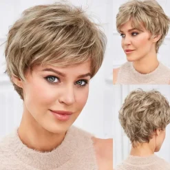 Short Wigs for Women Memory Fiber Simulated Human Hair Pixie Curly Wig With BangNatural Daily Use Hair
