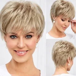 Short Wigs for Women Memory Fiber Simulated Human Hair Pixie Curly Wig With BangNatural Daily Use Hair