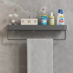 Shower Caddy Bathroom Shelves Wall Mounted Gun Grey Storage Organizer Rack Bathroom Kitchen Bathroom Hardware Pendant Bathroom Shelf Space Aluminum Shower Rack Corner Shelf Square Bath Shower Shelf