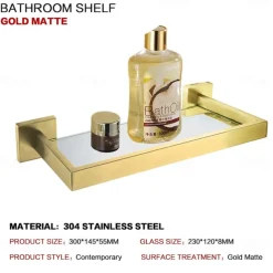Shower Caddy Bathroom Shelf Adorable Creative Contemporary Modern Stainless Steel Tempered Glass Metal 1PC - Bathroom Wall Mounted