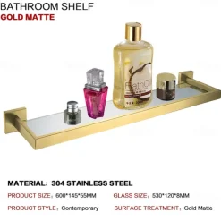 Shower Caddy Bathroom Shelf Adorable Creative Contemporary Modern Stainless Steel Tempered Glass Metal 1PC - Bathroom Wall Mounted