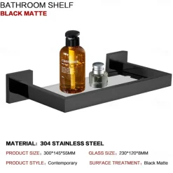 Shower Caddy Bathroom Shelf Adorable Creative Contemporary Modern Stainless Steel Tempered Glass Metal 1PC - Bathroom Wall Mounted