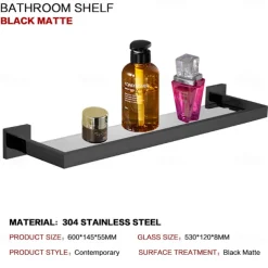 Shower Caddy Bathroom Shelf Adorable Creative Contemporary Modern Stainless Steel Tempered Glass Metal 1PC - Bathroom Wall Mounted