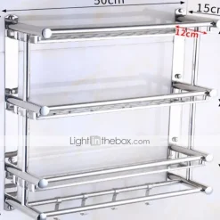 Shower Caddy Wall Mounted Towel Rack Bathroom Storage Shelf 3 Tier Shower Room Storage Shelf Stainless Steel Rack Bathroom Storage Rack