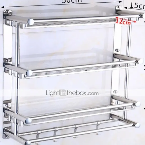 Shower Caddy Wall Mounted Towel Rack Bathroom Storage Shelf 3 Tier Shower Room Storage Shelf Stainless Steel Rack Bathroom Storage Rack
