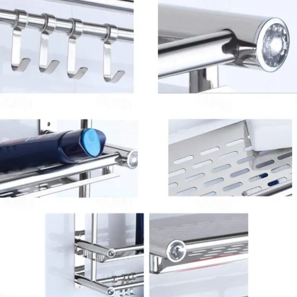 Shower Caddy Wall Mounted Towel Rack Bathroom Storage Shelf 3 Tier Shower Room Storage Shelf Stainless Steel Rack Bathroom Storage Rack