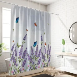 Shower Curtain with Hooks 180cm*180cm(70