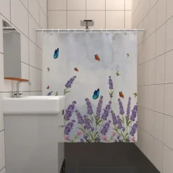 Shower Curtain with Hooks 180cm*180cm(70