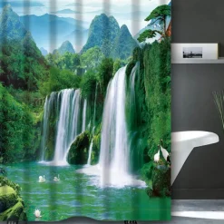 Shower Curtain with Hooks 180cm*180cm(70