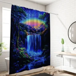 Shower Curtain with Hooks 180cm*180cm(70