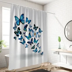 Shower Curtain with Hooks 180cm*180cm(70