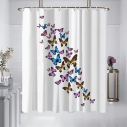 Shower Curtain with Hooks 180cm*180cm(70