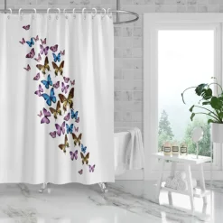 Shower Curtain with Hooks 180cm*180cm(70