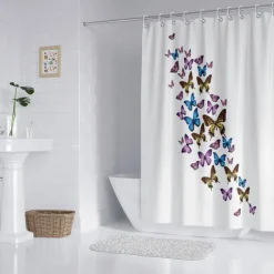 Shower Curtain with Hooks 180cm*180cm(70