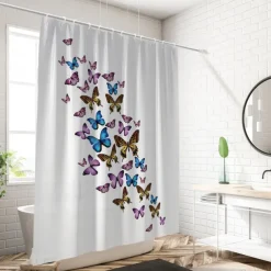 Shower Curtain with Hooks 180cm*180cm(70