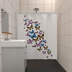 Shower Curtain with Hooks 180cm*180cm(70