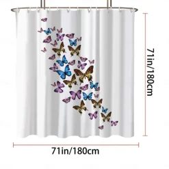 Shower Curtain with Hooks 180cm*180cm(70